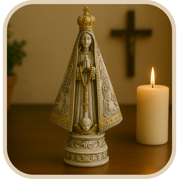 Imagem Nossa Senhora Aparecida Design Marmorizado - Decoração com Fé®