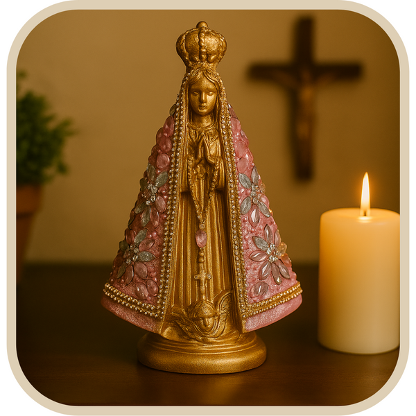 Imagem Nossa Senhora Aparecida com Pedraria - Decoração com Fé®