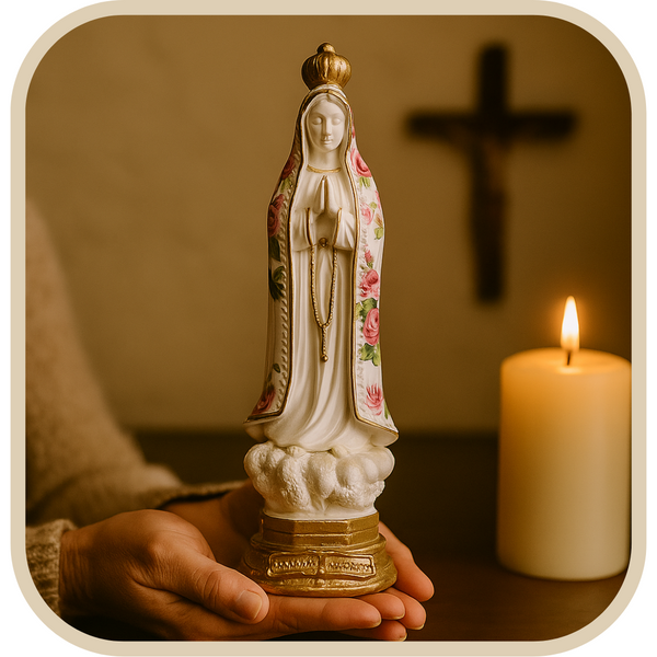 Imagem Nossa Senhora de Fátima Floral Rosa - Decoração com Fé®