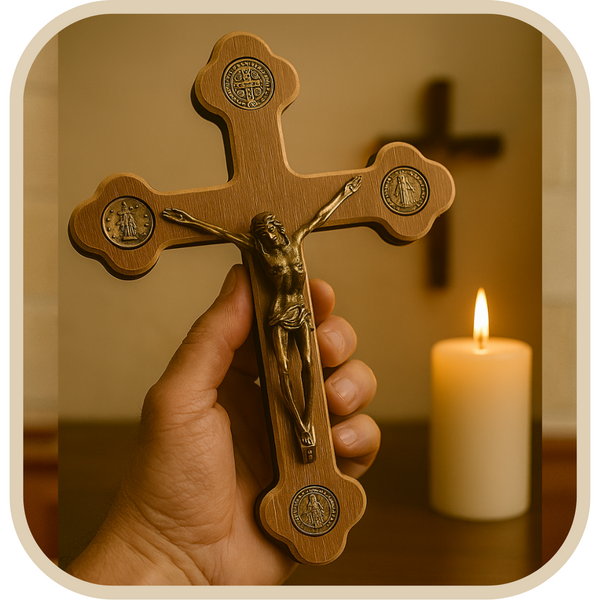 Crucifixo de Madeira com Medalhas Sacra®